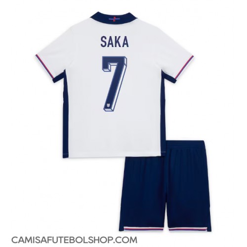 Camisa de time de futebol Inglaterra Bukayo Saka #7 Replicas 1º Equipamento Infantil Europeu 2024 Manga Curta (+ Calças curtas)